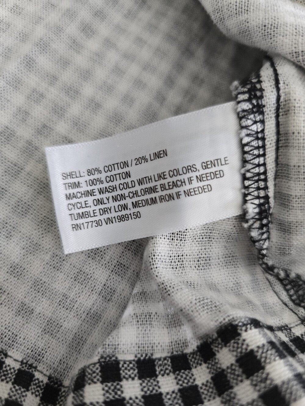 A New Day Black and White Gingham Cotton Linen Mini Shift Dress Womens Size S - Picture 5 of 7